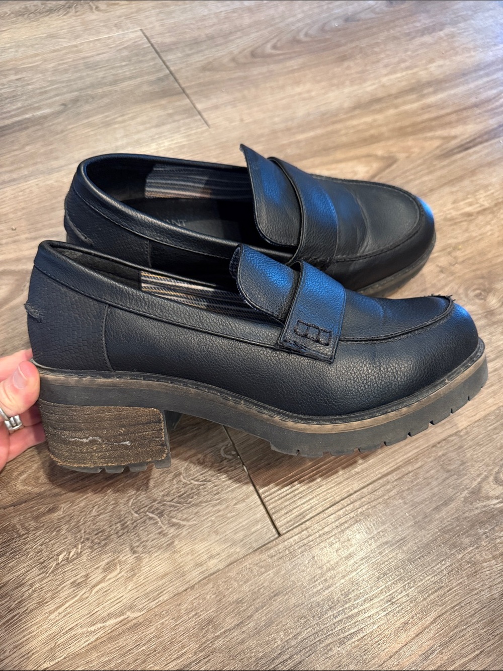 Lane Bryant Black Chunky Heel Loafers Size 10